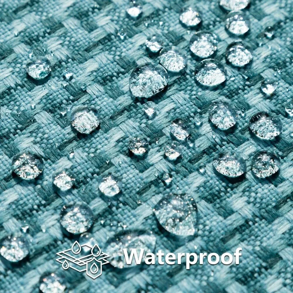 ✨ Kevin Textile Outdoor Waterproof Pillow Covers, Teal Checkered 20x20, Set of 2 - Picture 4 of 10